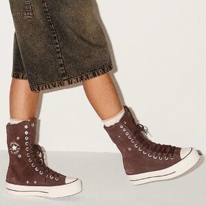 Converse Chuck Taylor All Star Fold Over Lift Platform XHi Fur Brown size 8 NEW